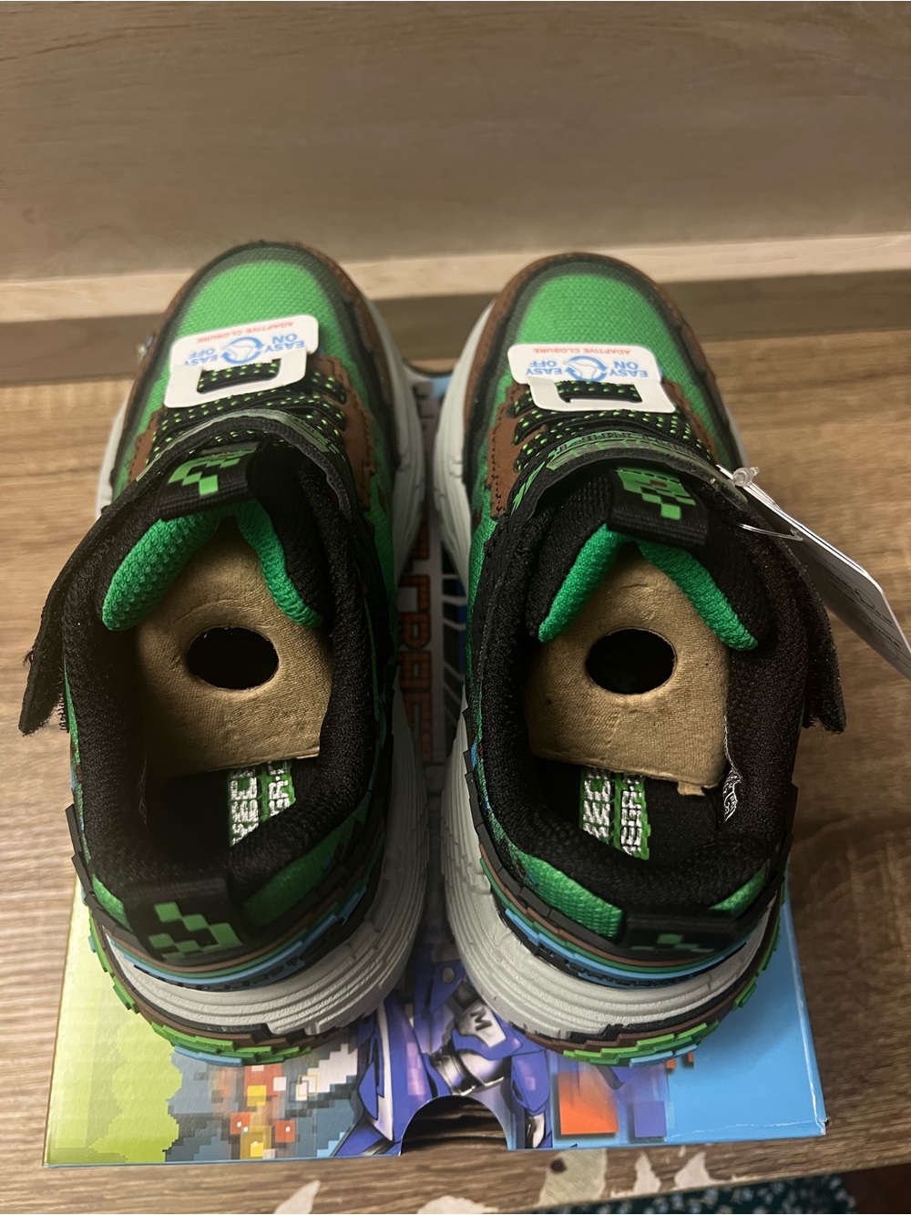 Skechers Kids Mega-Craft Black and Green Pixel-Style Sneaker - Picture 5 of 8
